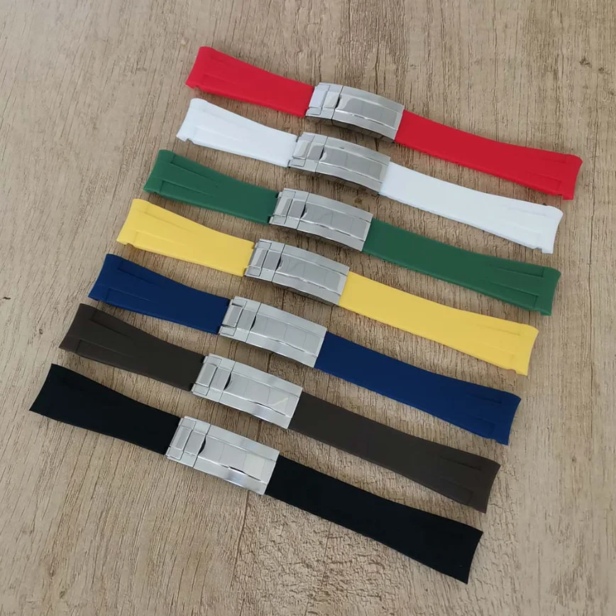 

Watch Accessories Rubber Watch Band 20MM * 18MM Stainless Steel Single Folding Buckle Silver Steel Buckle Watch Strap