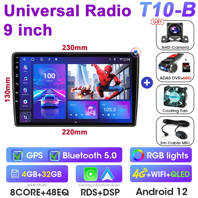 

Универсальный 7 9 10 дюймов 2 din Android 12 автомобильный радиоприемник мультимедийный видеоплеер для Nissan Kia Honda Toyota Volkswagen 4G DSP Carplay Auto