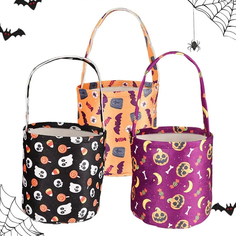 

3pcs Halloween Buckets Kids Gift Snack Packaging Box Reusable Bucket Halloween gift bags for party Decoration Props Kids Toy