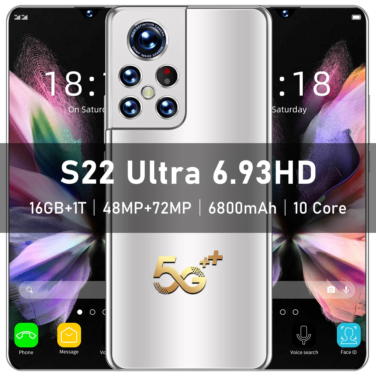 

Смартфон 6,8 дюйма S22, 6800 мАч, 16 ГБ, 1TGB, 4G LTE, Android 12