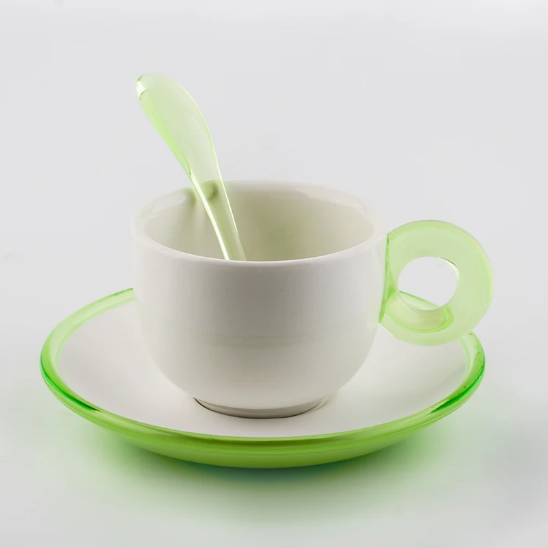 

Ceramic Latte Cups High-grade Ceramic Coffee Cups Set With Spoon And Tray Simple European Brief Style Drinkware For Coffee Shop