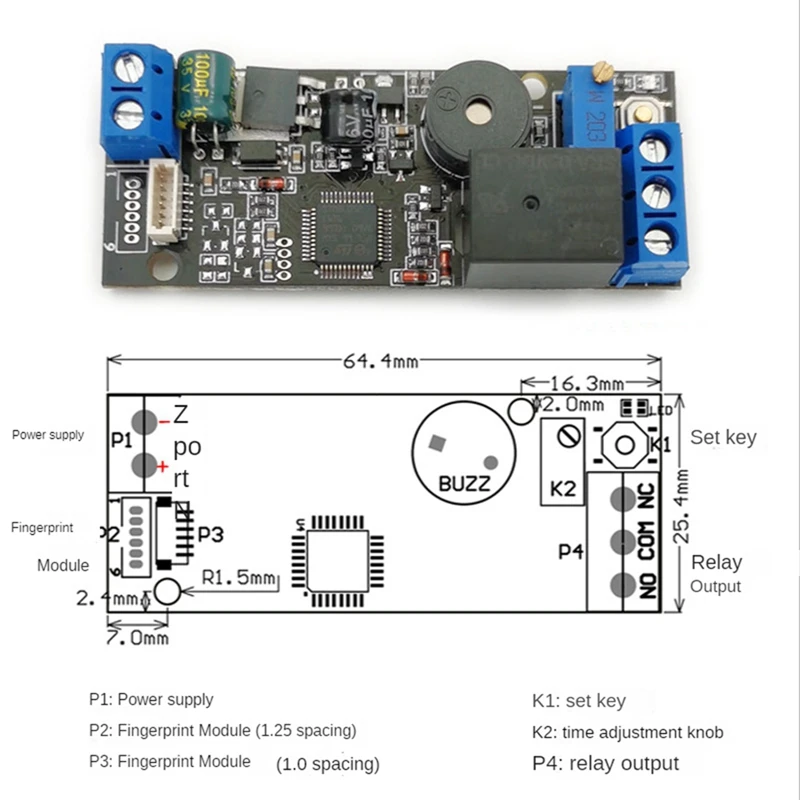 K202 DC12V с низким энергопотреблением вращающаяся релейная кнопка плата управления