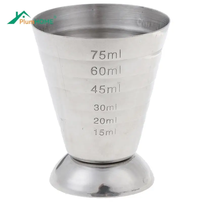 

75ml Metal Measure Cup Drink Tool w/ml/oz Shot Ounce Jigger Bar Mixed Cocktail Beaker 0.5-2.5oz / 15-75ml / 1-5Tbsp