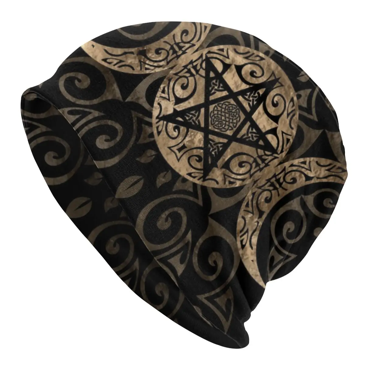 

Custom Triple Moon Goddess Pentagram Slouchy Beanie Hats Men Women Pagan Wiccan Cool Knit Skullies Beanies Cap for Outdoor Ski