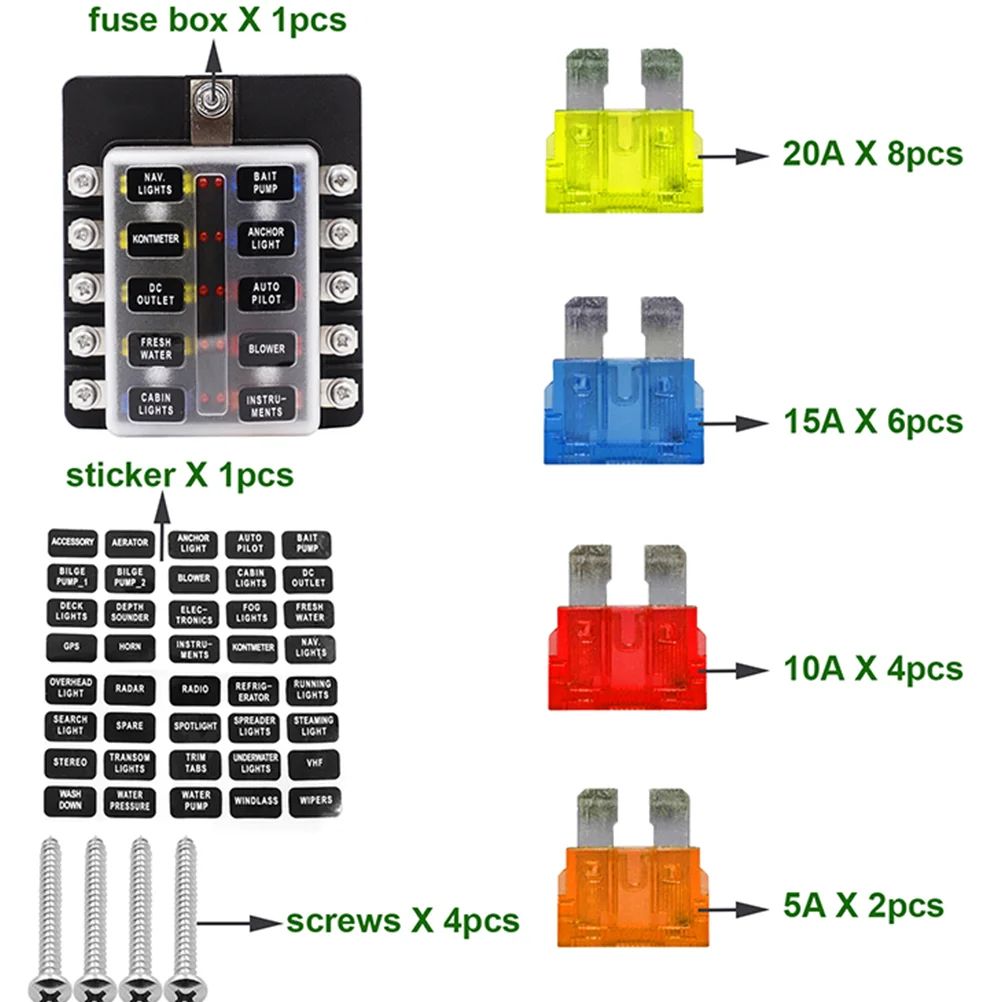 Универсальный 10-контактный блок предохранителей держателя автомобильная цепь