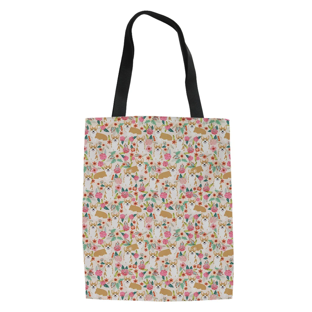 Flower and Animal Pattern Portable Shopping Bag Fashion Outdoor Travel Handbag Lightweight Adult Women Bolso De Mano