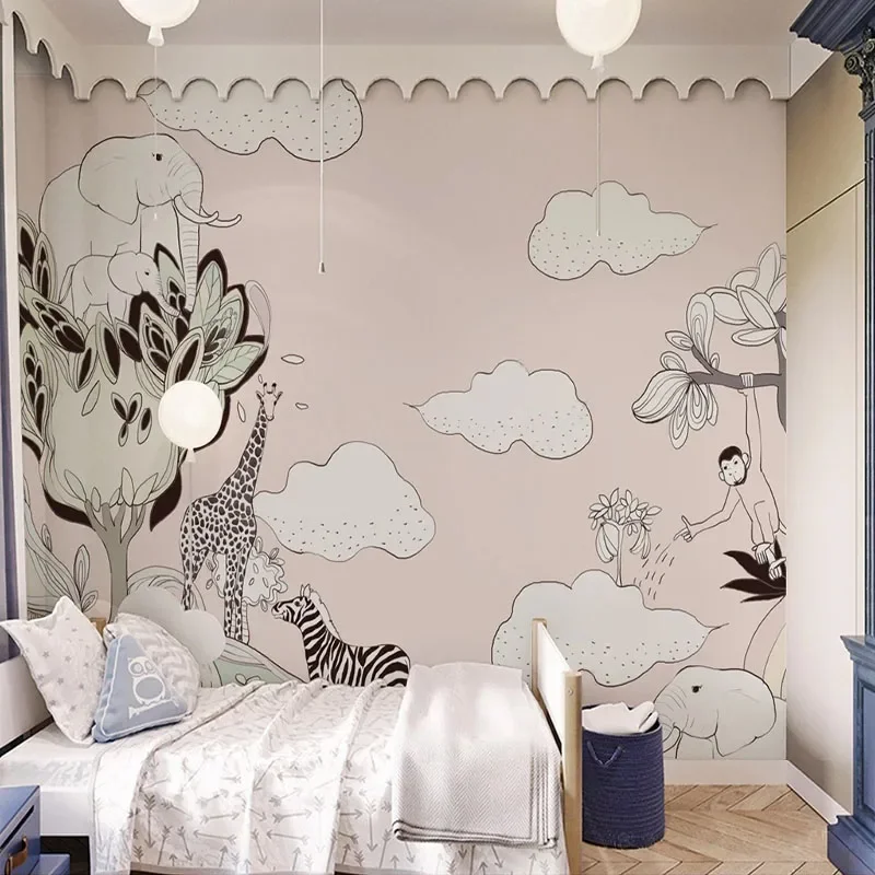 

Custom 3D Cartoon Small Animal Park Children's Room Background Wall Papel De Parede Wallpaper For Bedroom Wall Room Décor Tapety