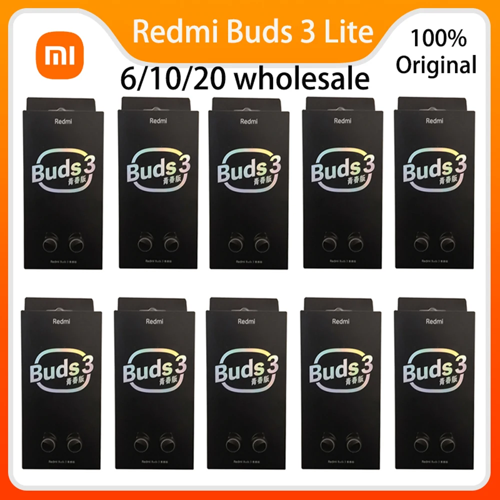 6/10/20pcs Xiaomi Redmi Buds 3 Lite TWS Bluetooth 5.2 Earphone Headset IP54  Life Mi Ture Wireless Earbuds 3 Youth Edition