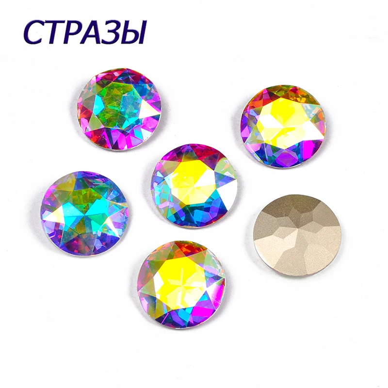 

High Quality Round Crystal AB K9 Fancy Stones Different Sizes Nail Art Decoration Rhinestones for Nail Charms Accessories