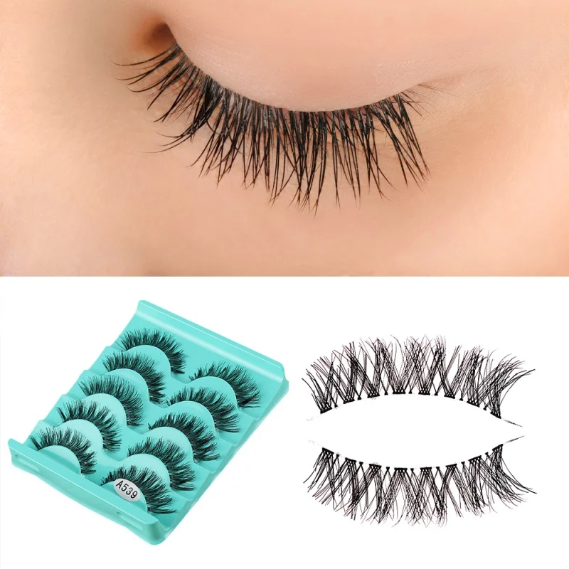 

5Pairs Handmade Natural 3D False Eyelashes Messy Cross Wispy Fake Eye Lashes Makeup Extension Tools for Professional Maquiagem