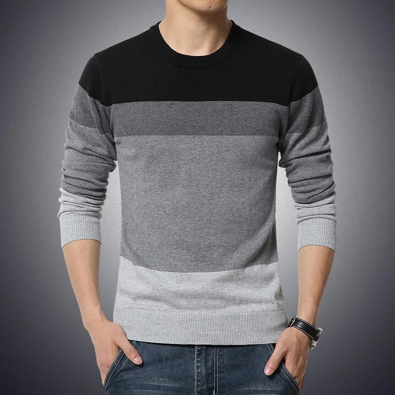 

Casual Men's Sweater O-Neck Striped Slim Fit Knittwear 2023 Autumn Mens Sweaters Pullovers Pullover Men Pull Homme M-4XL