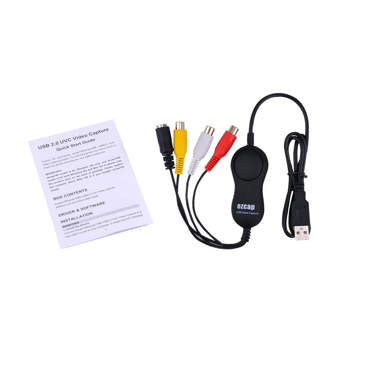 Ezcap158 USB 2.0 Карта захвата аудио-видео AV S-Video Аналоговая запись видео для VHS-плеера V8 Hi8 Видеокамера Камера Windows MAC (art.: 3920cc7c0dcff) - 3920cc7c0dcff