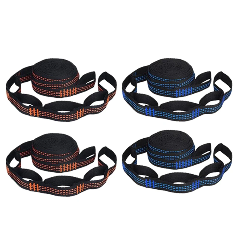 

4 Pcs 5-Ring High Load-Bearing Hammock Straps Reinforced Polyester For Home Outdoor Hammock,2 Pcs Orange & 2 Pcs Blue