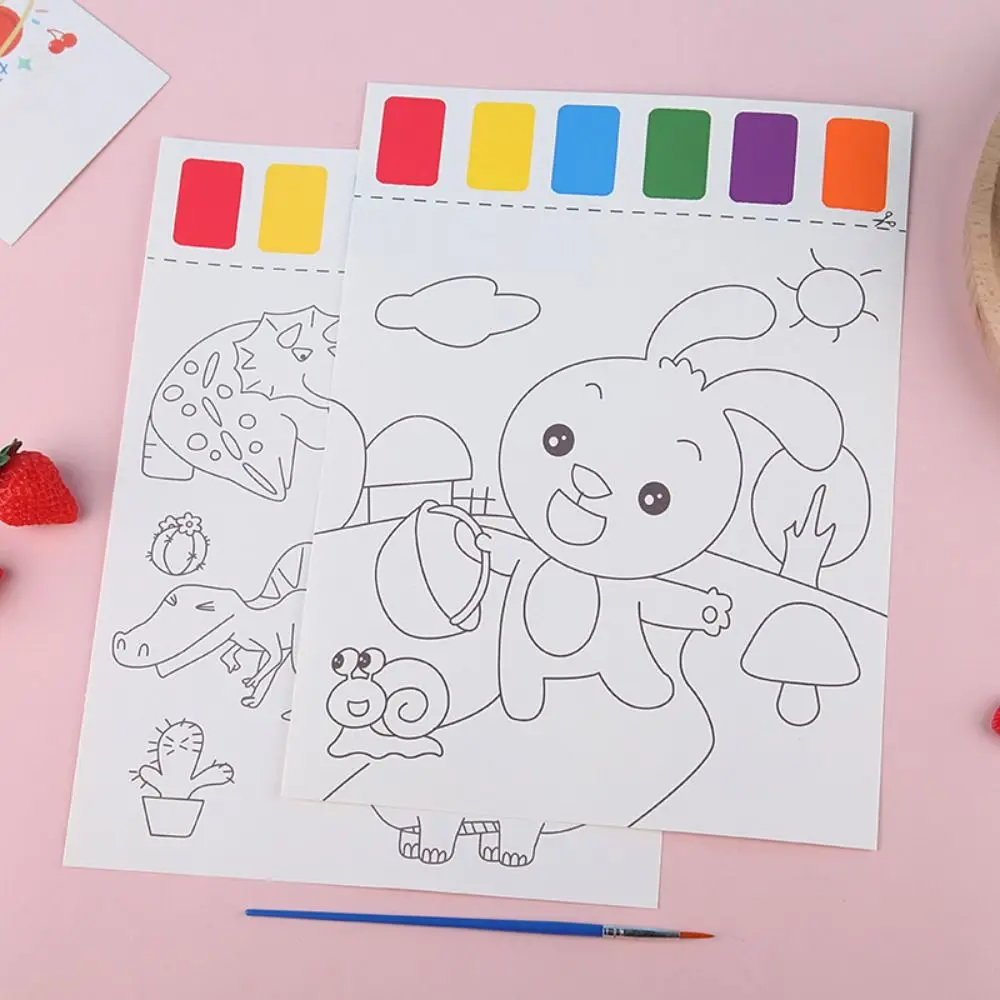 

Красящие игрушки для детского сада, акварельная бумага, бумага для рисования, пустая бумага для рисования, набор красящей бумаги с краской и кисточкой