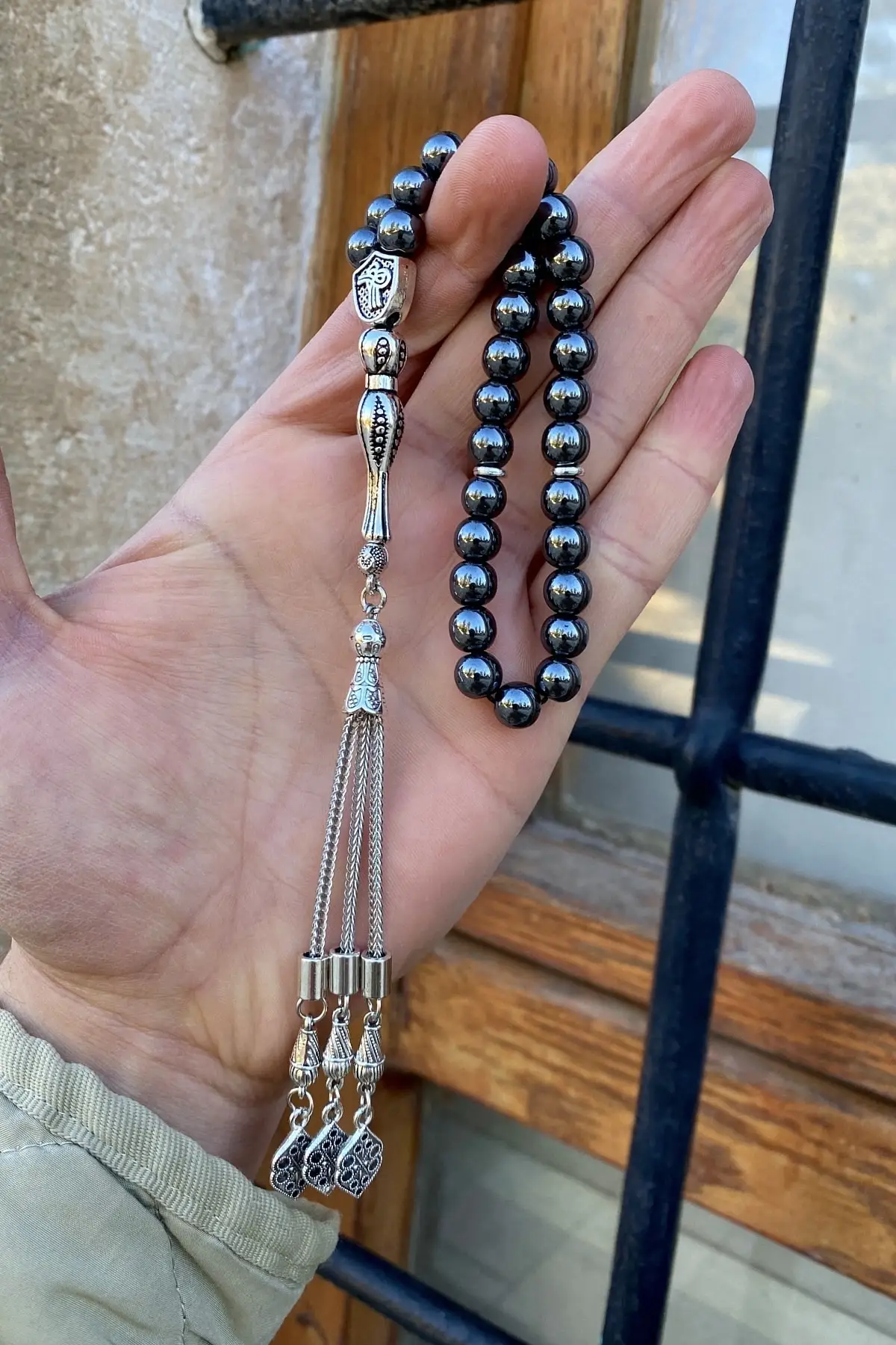 

Новый модный мужской Розарий из Натурального Гематита, бусины Пандоры, Верньер, модное качество индивидуальный аксессуар, горячая Распрода...