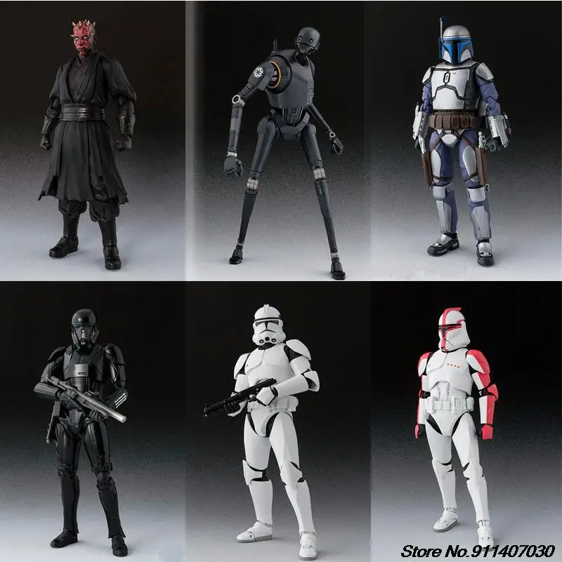 

SHF Star Wars Series Darth Maul Vader Moore White Soldier Black Soldier K-2SO Bounty Hunter Action Figure Movable Model Toy Gift