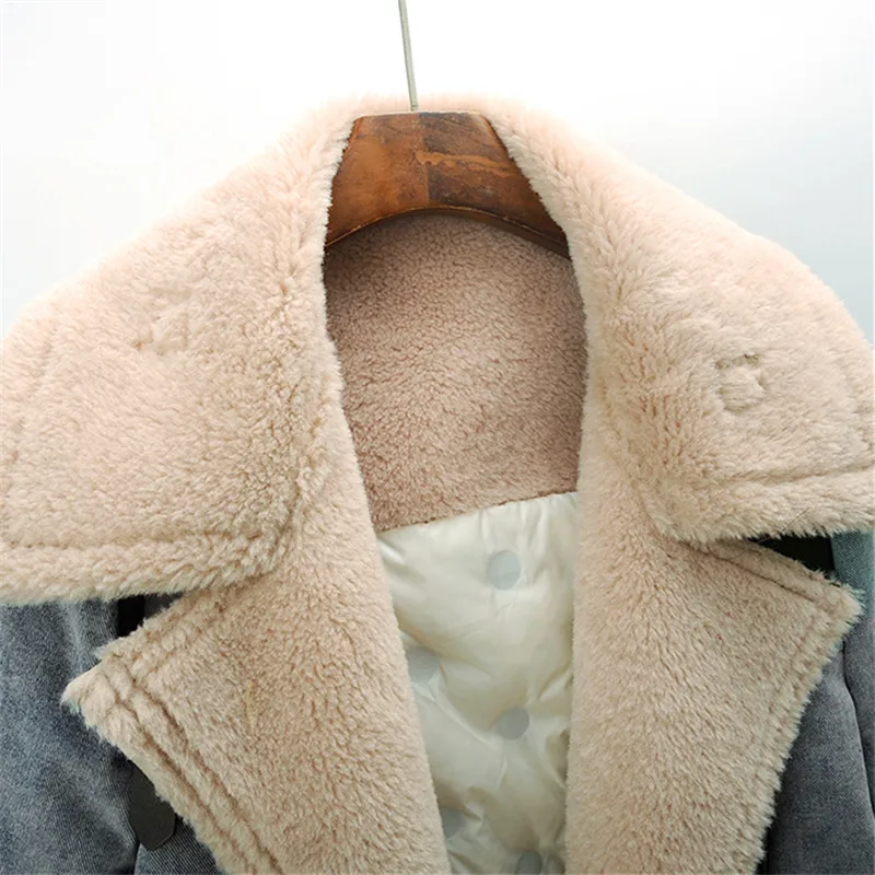 Зимняя толстая джинсовая куртка на пуху из овечьей шерсти с хлопковой подкладкой