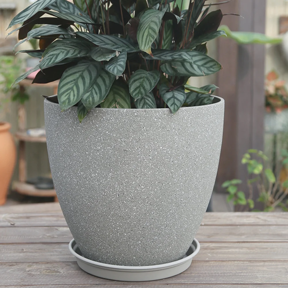 

Outdoor Flower Planters Flowerpot Pots Garden Plants Indoor Drainage Thicken 23X19X11CM White Resin