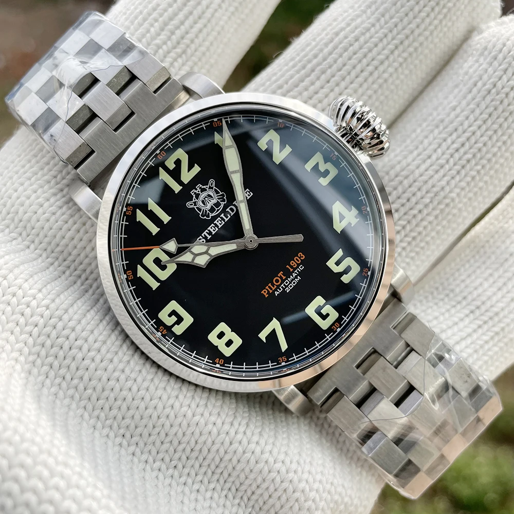 

Роскошные мужские часы для дайвинга STEEL DIVE SD1903, часы из нержавеющей стали с сапфировым стеклом NH35 C3, светящиеся автоматические механические ...