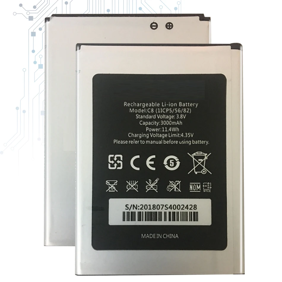 

3000mAh Replace Battery For Oukitel C8 C 8 High Capacity Battery Li-polym Bateria Warranty One Year