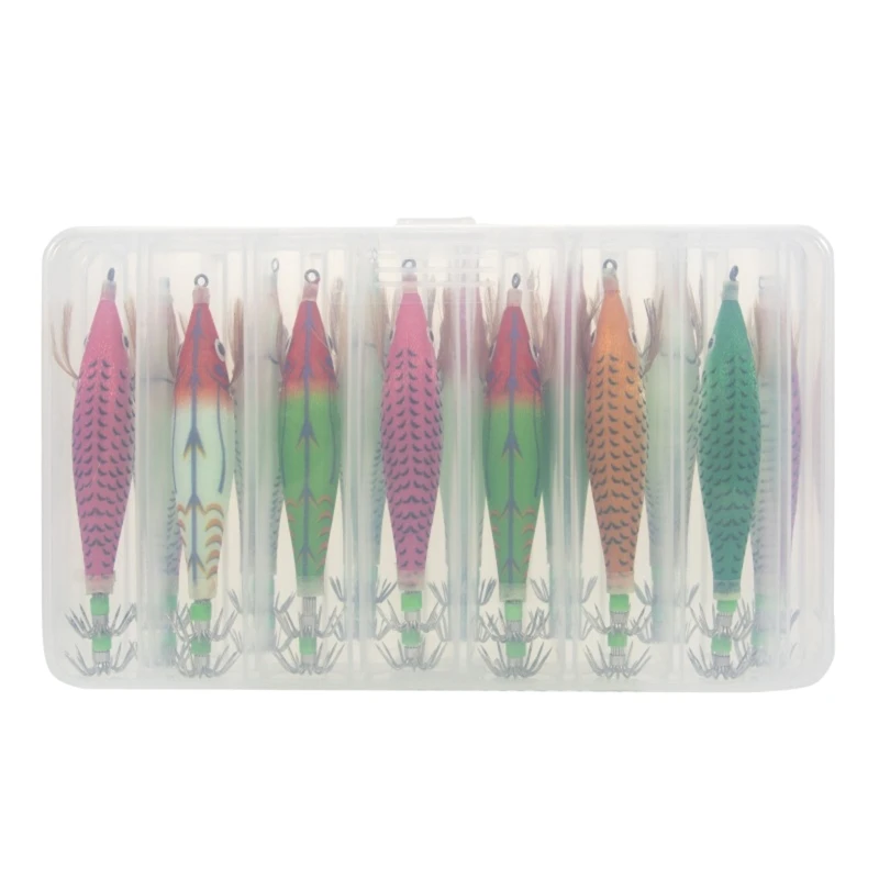 G92F 14Pcs Shrimps Squid Jigging Fishing Lure Cuttlefish Bait Wobbler For Sea Fishing