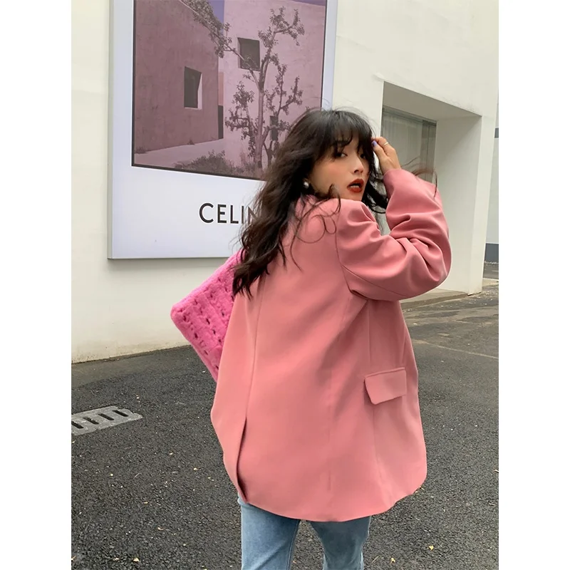 Осенний розовый пиджак Qiujie ранняя весна женский дизайн новый костюм короткая