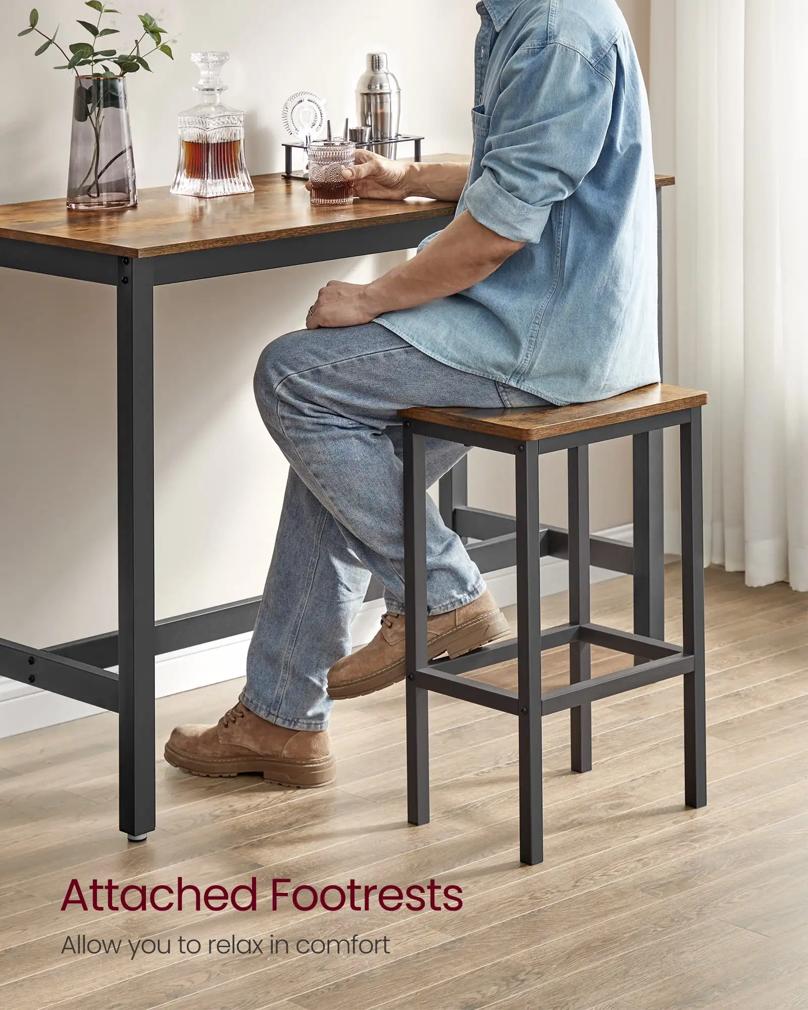 Набор барных столов из 3 предметов деревянный паб с 2 барными табуретами наборы