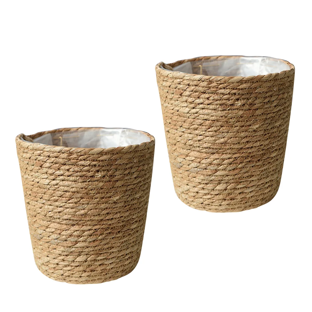 

2 Pcs Flowerpot Hanging Produce Basket Woven Flowers Pot Bulk Hyacinth Basket Woven Storage Baskets Toddler