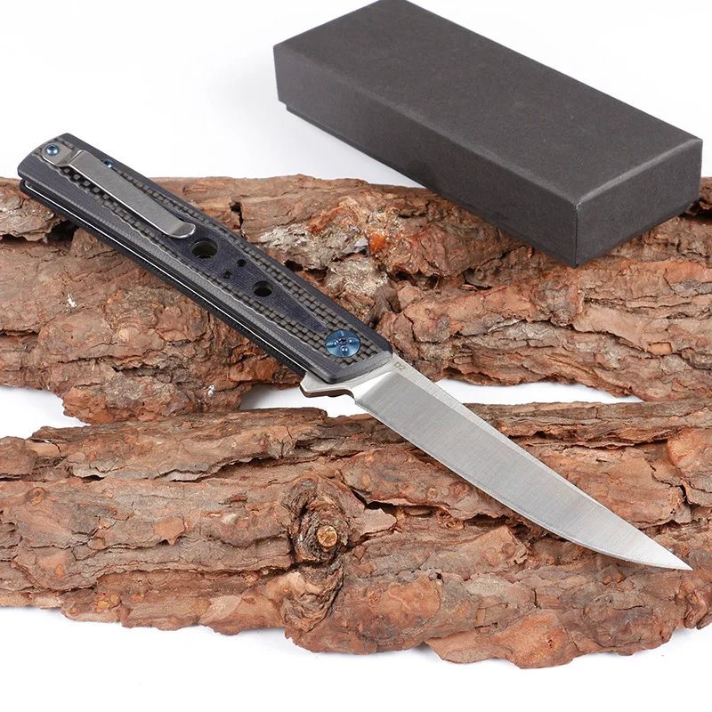 Survival Pocket Knife D2 steel Folding Sharp Fruit Knife Tactical Hunting Camping Outdoor Knives Portable Carbon Fiber Handle