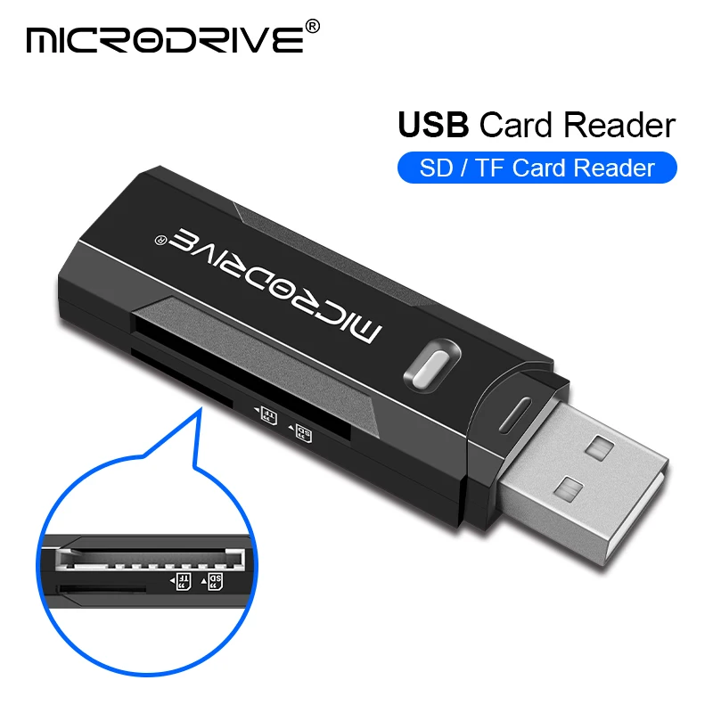 

mini sd card reader high quality smart 2 IN 1 USB 2.0 SD / TF Card Reader For Computer Camera SD Card Reader free shipping