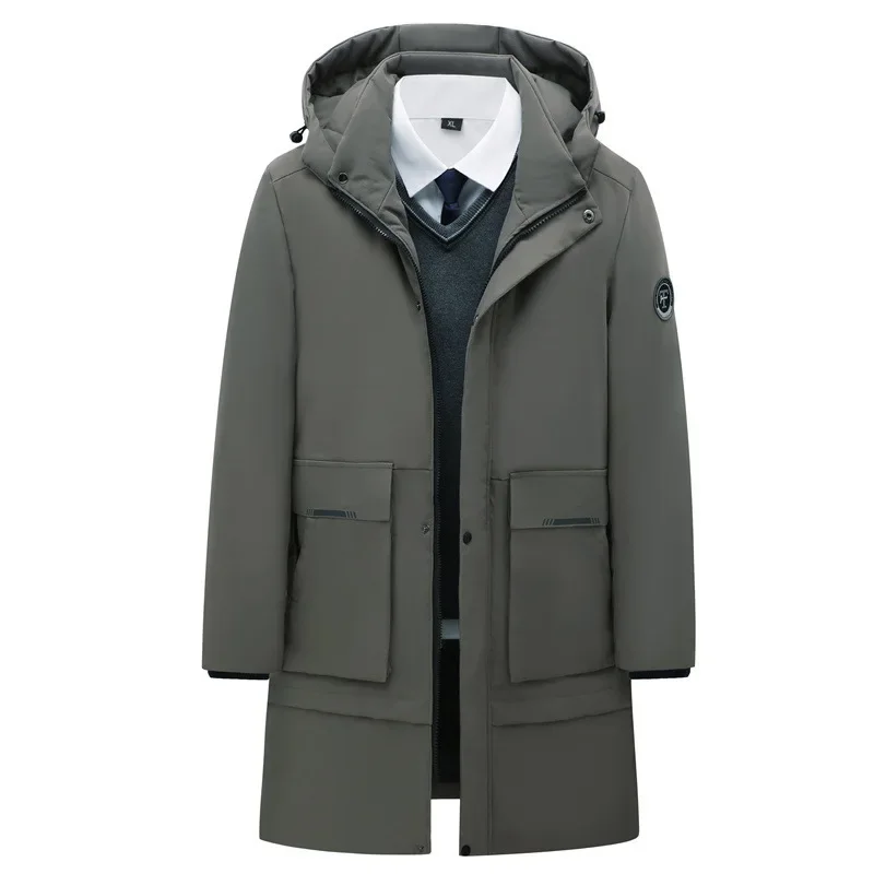 Зимнее мужское хлопковое пальто 2021 утепленная пуховая куртка средней длины на