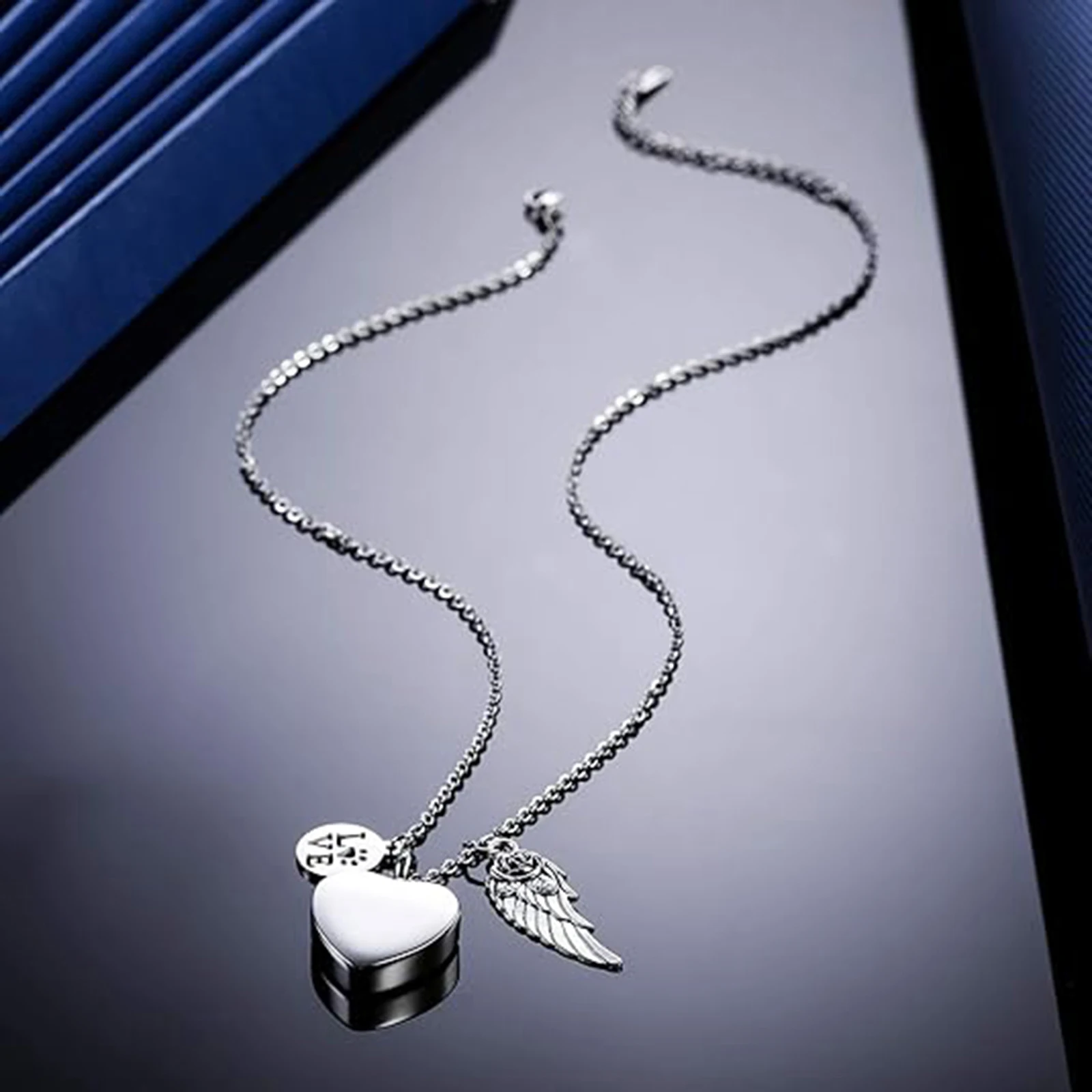 Ожерелье с подвеской в виде урны форме сердца из нержавеющей стали имя/дата на