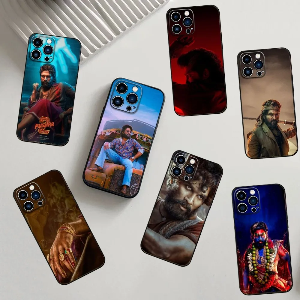 Movie P-Pushpa 2 Phone Case For iPhone 16 15 14 13 12 11 Pro X XS Max XR Plus Mini Silicone Black Shockproof TPU