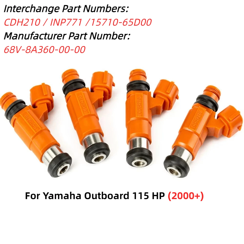 

4 шт., топливные форсунки для Yamaha 115 HP CDH210 INP771 15710-65D00 68V-8A360-00-00
