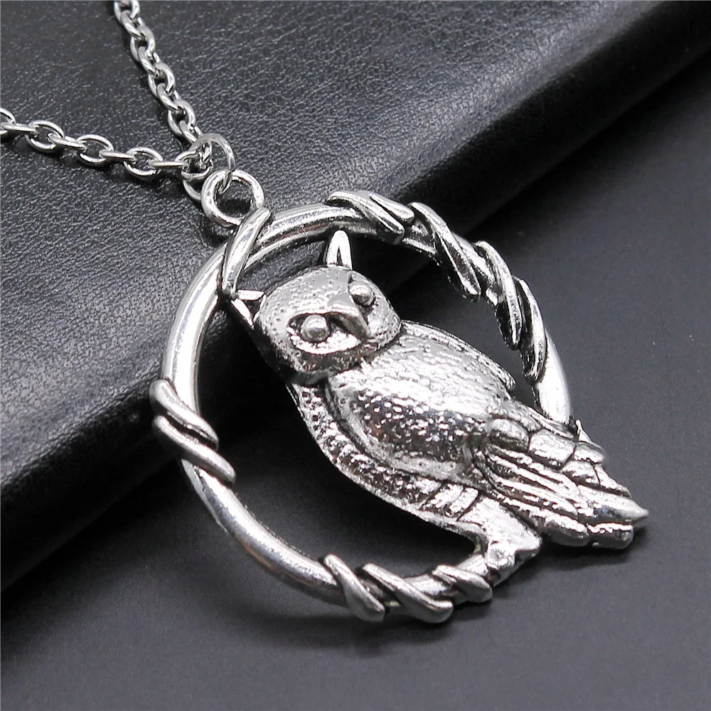 Модное винтажное ожерелье с кулоном в виде совы для женщин и мужчин 2 цветов 46x37 мм Длинная цепочка ожерелье ювелирные изделия аксессуары