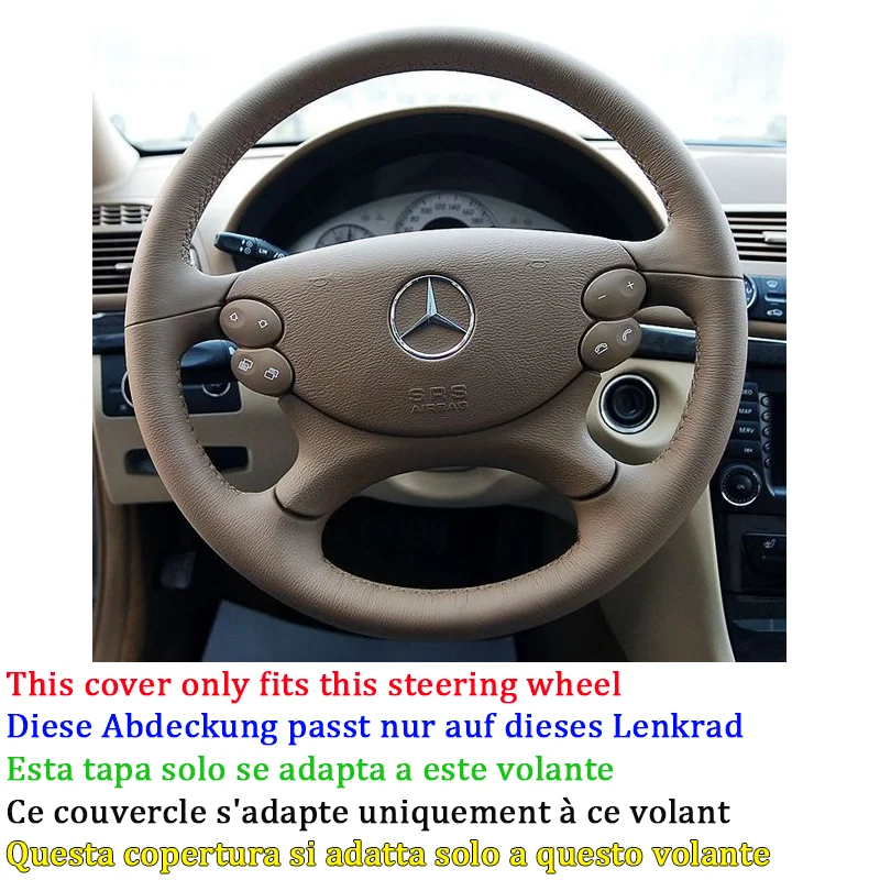 Полностью черный кожаный чехол на руль автомобиля для Mercedes Benz E350 W211 C209 C219 W463 R230 SL500