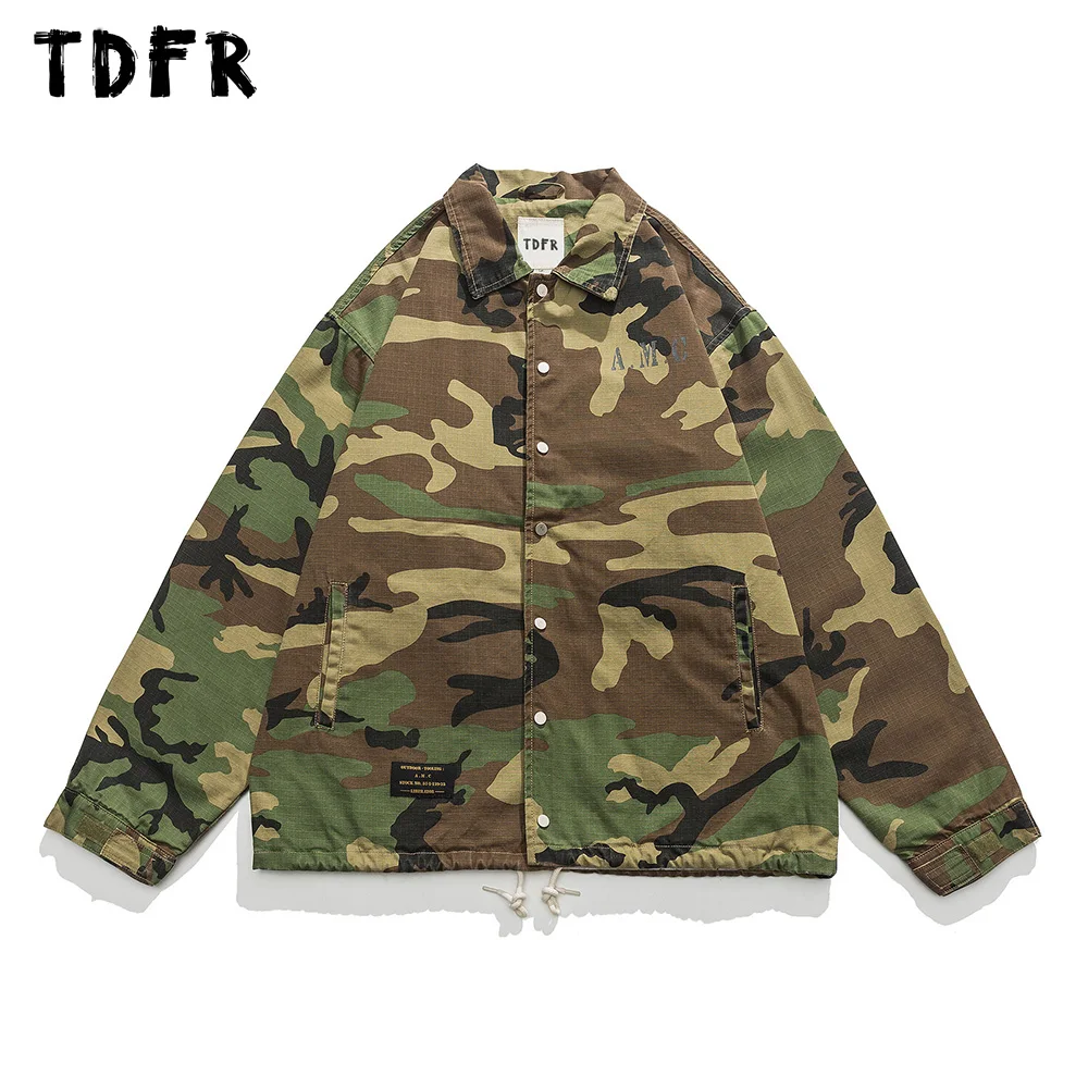 

Camouflage Cargo Jacket Mens Autumn Winter Safari Style Loose Casual Lapel Single Breasted Long Sleeve Outerwear Men