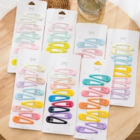 10pcslot korean fashion hair accessories alloy hair clips hairpin solid candy color waterdrop hairgrip for girls barrettes