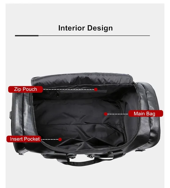 PU Oversized Travel Bag Men's Business Trip Handbag Portable Huge Single-Shoulder Luggage Bag Travelling Leisure Black Brown 5