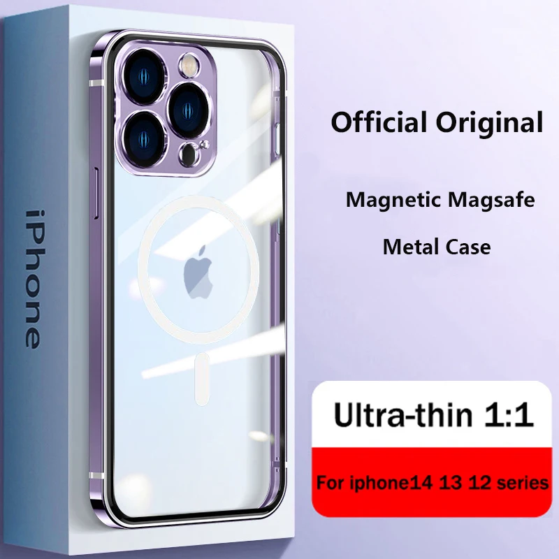 

Чехол для Iphone 14, Роскошный прозрачный Магнитный чехол Magsafe из титанового сплава, Ультратонкий чехол для Iphone Apple 12 13 14 Pro Max, чехол