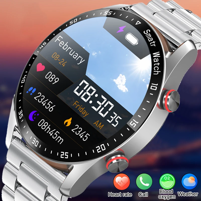 

Смарт-часы мужские водонепроницаемые с поддержкой Bluetooth и Пульсометром