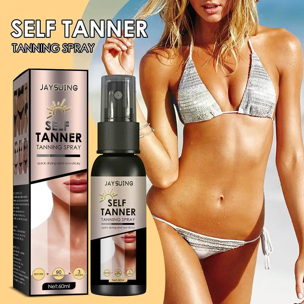 

60ml Sunless Self Tanning Spray Long Lasting Fake Tan Body Cream Self Sexy Tanner Bronzer Solarium Makeup Foundation Face F7K5