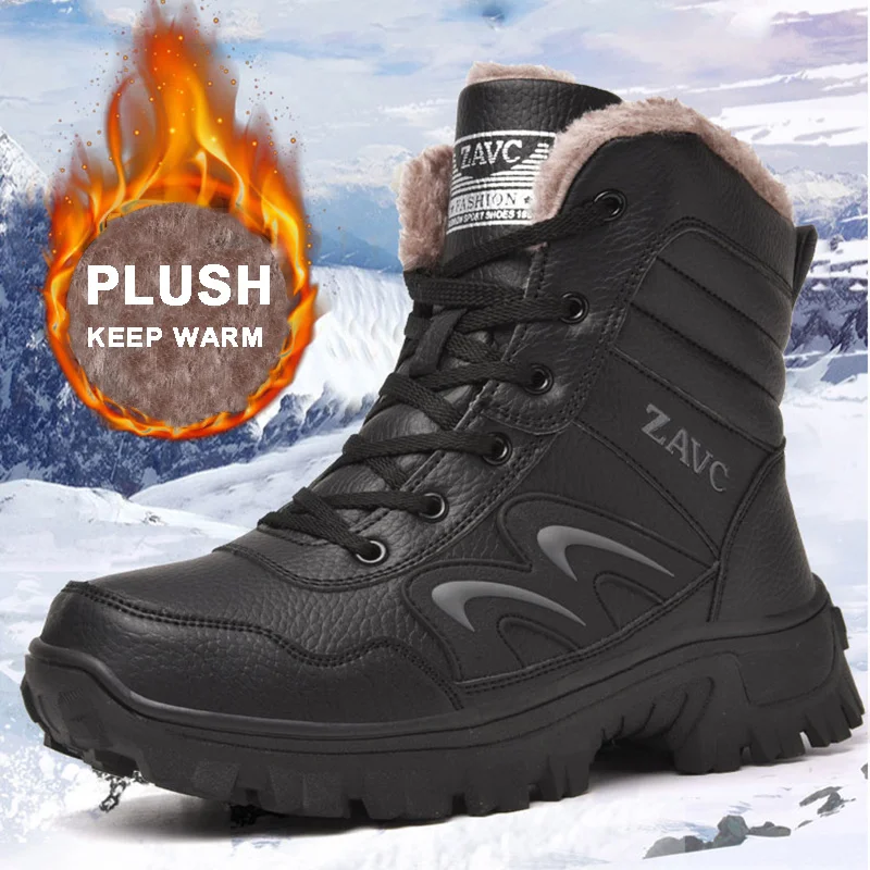 

Winter Men's Snow Boots Trekking Thick Plush Keep Warm Rubber Sole Waterproof Ankle Boots Men's Working Boot Botas