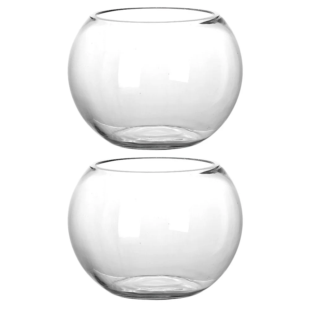 

2 Pcs Flowerpot Micro Landscape Glass Bottle Office Fish Aquarium Vase Ecological