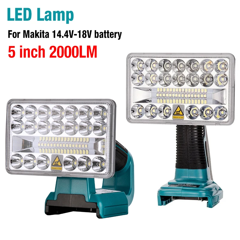 

2000LM 5 Inches LED Flashlight Outdoor Camping Spotlight for Makita 14.4V 18V Li-ion Battery LXT BL1430 BL1830 BL1850 BL1860B