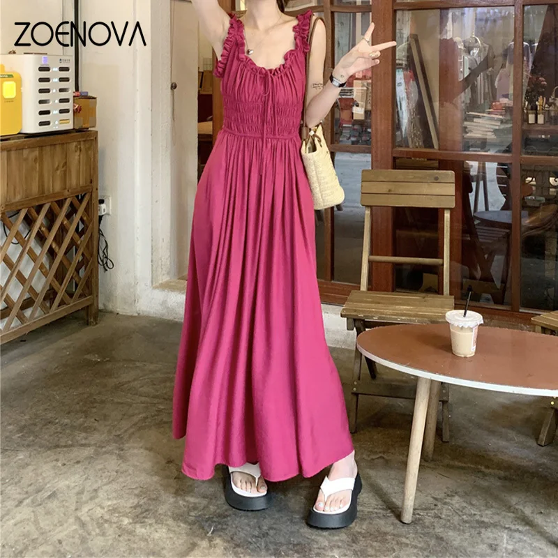 OVA ZOENOVA letnia nowa francuska retro damska sukienka moda uliczna Lady dekolt w serek plisowana pończocha Casual przyjęcie świąteczne sukienki