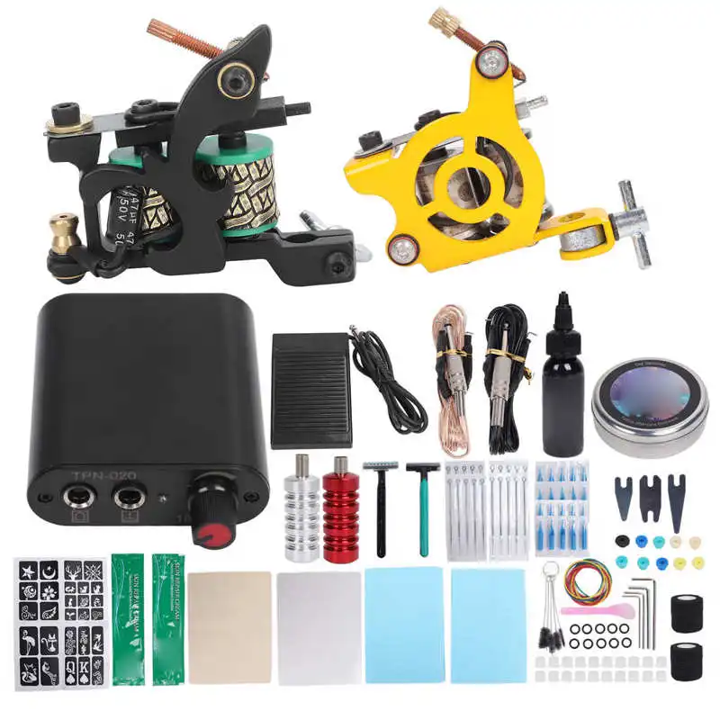 Double Tattoo Machine Kit Liner Shader Tattoo Coil Machine Kit Strong Motor for Tattoo Artists