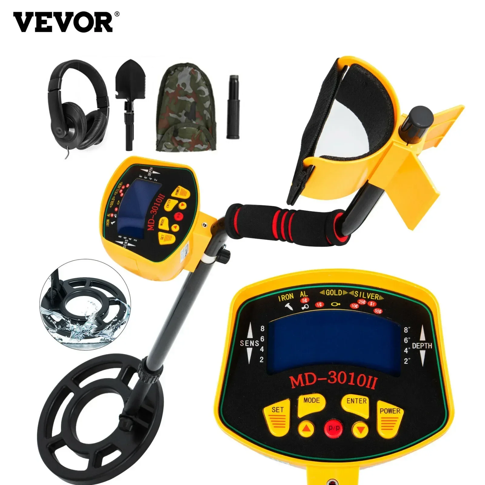 

VEVOR Metal Detector Waterproof Disc Metal detectors Underwater High Accuracy LCD Display Metal Detector Automatic Detector