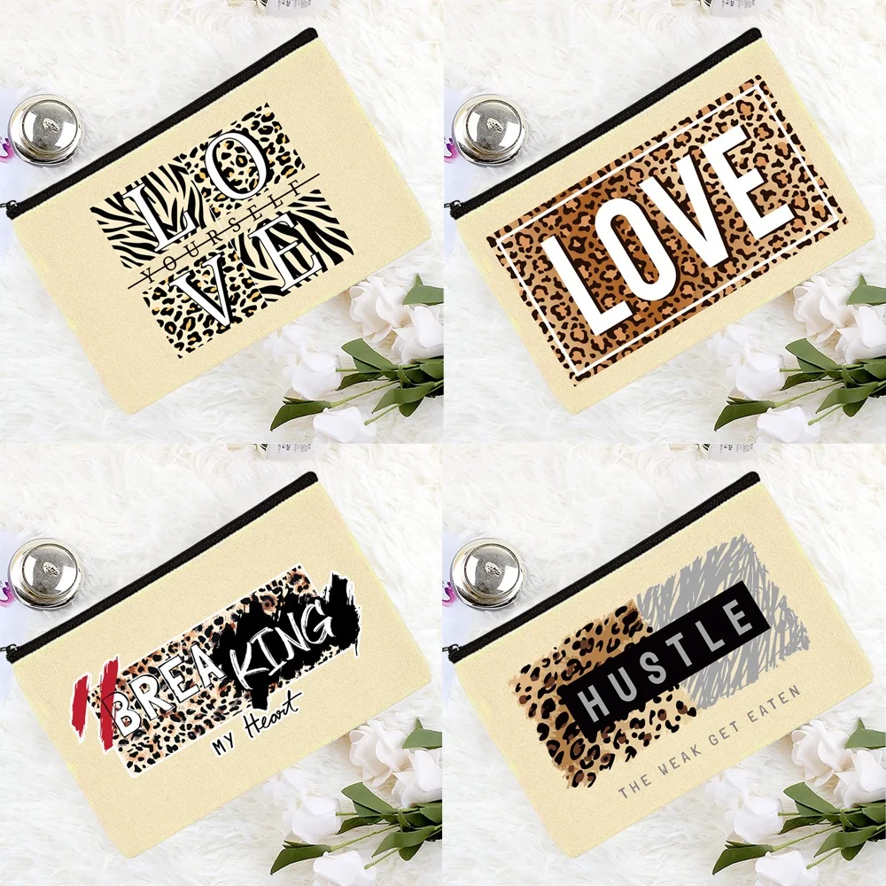 

Bridesmaid Fashion Cosmetic Bag Leopard Print Series Pattern Printing Ladies Travel Daily Necessities Makeup Mask Storage Bags