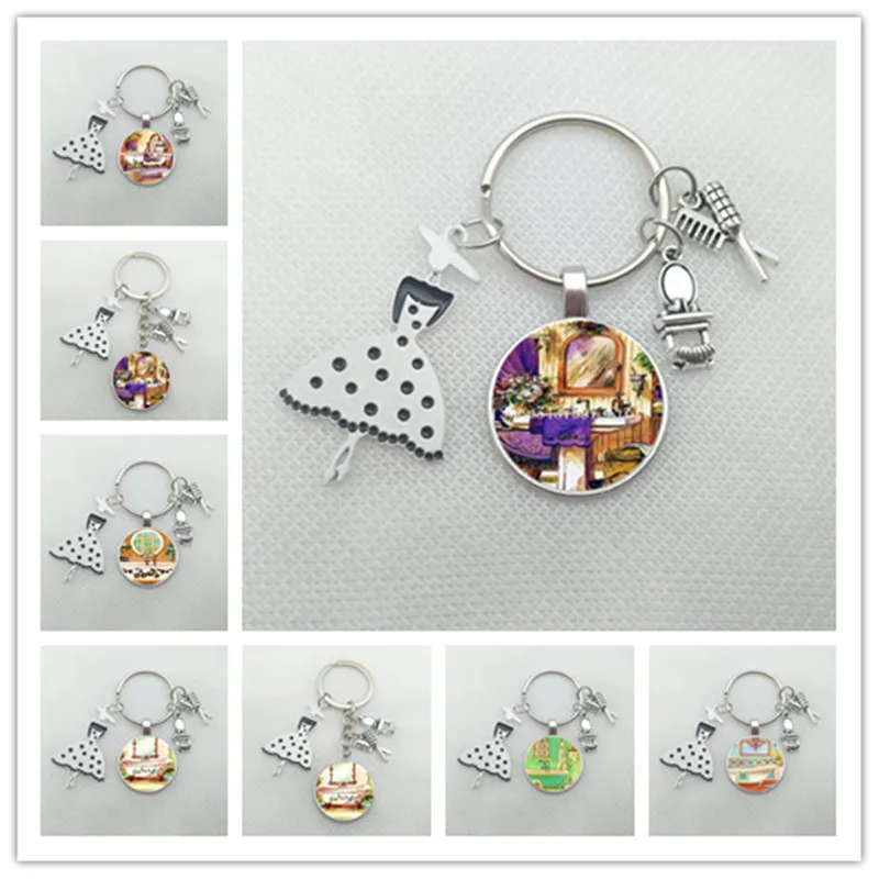 Новый Стильный Стеклянный брелок с рисунком для ванной комнаты ключей